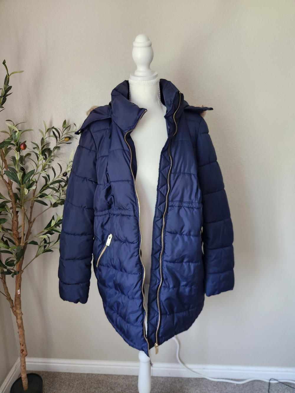H&M Navy Blue Puffer Coat